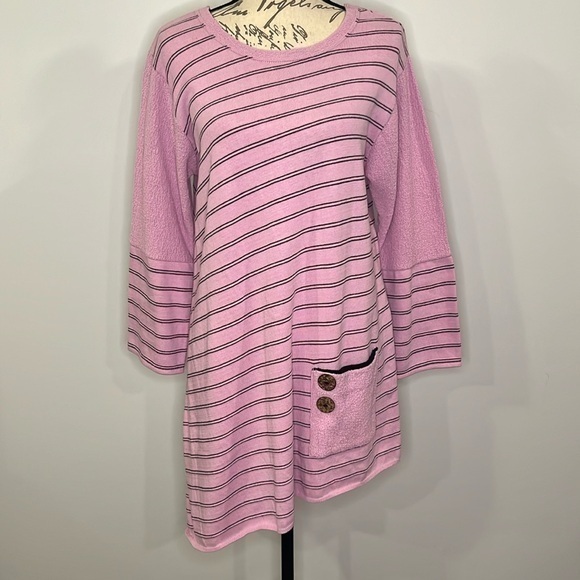 Margaret Winters lightweight asymmetrical striped sweater M - Picture 1 of 7